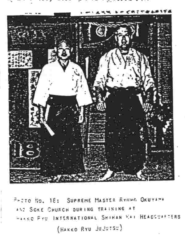 Supreme Master Ryuho Okuyama and Soke Church during training at Hakko Ryu International Shihan Kai Headquarters (Hakko Ryu Jujutsu)